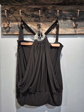 2 For $20 -Black Draped Halter Top Comfy Stretchy Sexy Size Medium By Seductions